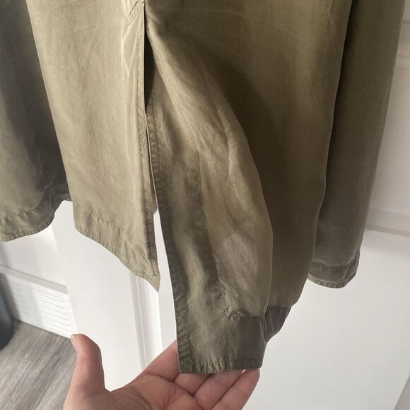 rag & born- Silk Light Weight Trench Wrap DressOlive Green Modern Ragged sz M - Picture 16 of 16